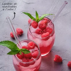 Sale Cerf Dellier 4 pailles en verre et goupillon 20 cm - Ø 8 mm