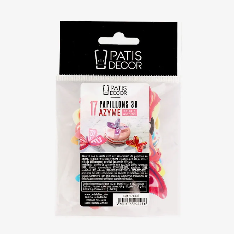 Cerf Dellier 17 Papillons 3D comestibles en azyme assortis