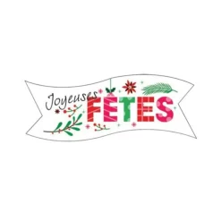 Sale Cerf Dellier Banderoles blanches Joyeuses Fêtes azyme (x24)