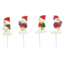 Clearance Cerf Dellier Bonshommes de neige Noël assortis sur pique (x4)