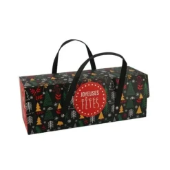 New Cerf Dellier Boîte à bûche à poignées décor scandinave 25 x 11 x 11 cm