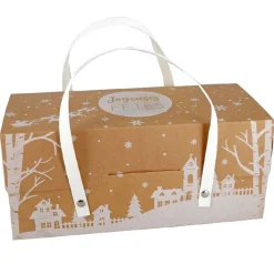 Online Cerf Dellier Boîte à bûche à poignées kraft décor village 25 x 11 x 11 cm