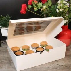 Sale Cerf Dellier Boîte cupcakes blanche rectangulaire 32,5 x 25 x 9 cm