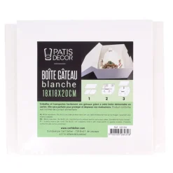 Discount Cerf Dellier Boîte pâtissière blanche 18 x 18 x H 20 cm