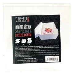Best Cerf Dellier Boîtes pâtissières blanches 25x25 cm Hauteur 20 cm (x 10)
