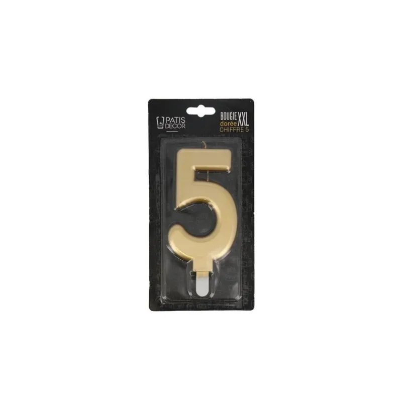 Discount Cerf Dellier Bougie anniversaire dorée XXL chiffre 5