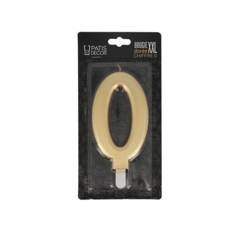 New Cerf Dellier Bougie anniversaire dorée XXL chiffre 0