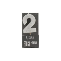 Best Cerf Dellier Bougie argentée pailletée chiffre 2