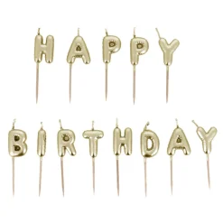 Outlet Cerf Dellier Bougies à piquer "Happy Birthday" dorées