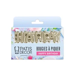 Outlet Cerf Dellier Bougies à piquer "Happy Birthday" dorées