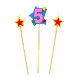 Hot Cerf Dellier Bougies chiffre 5 et étoiles sur piques