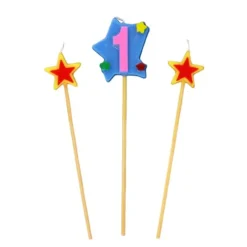 Hot Cerf Dellier Bougies chiffre 1 et étoiles sur piques