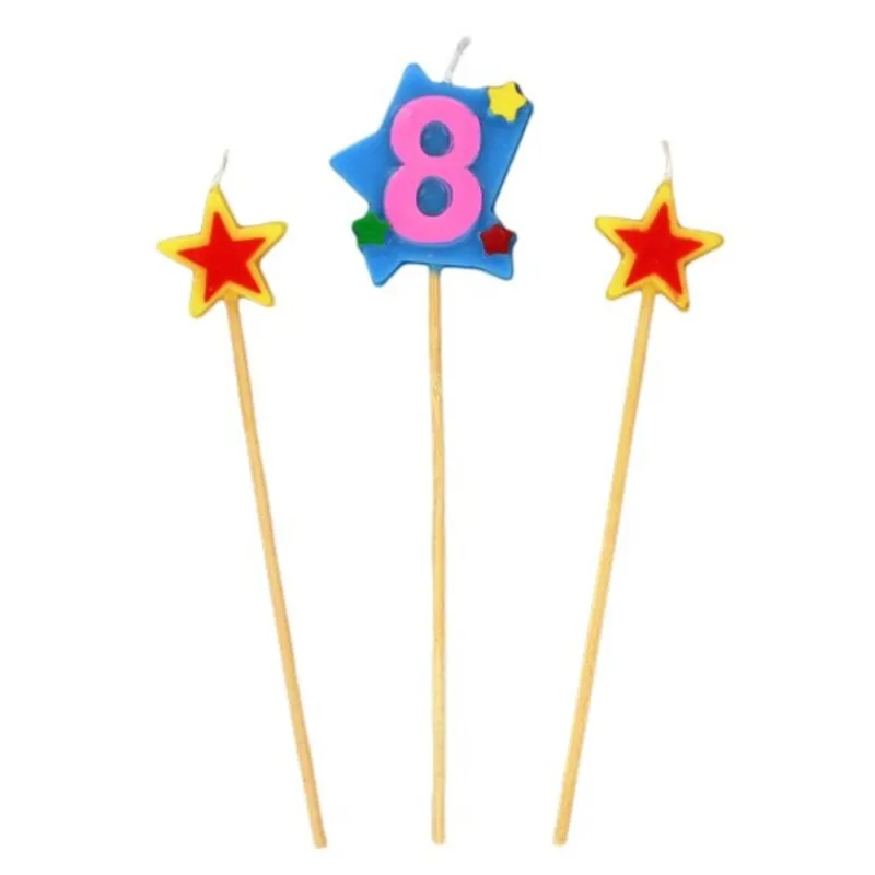 New Cerf Dellier Bougies chiffre 8 et étoiles sur piques