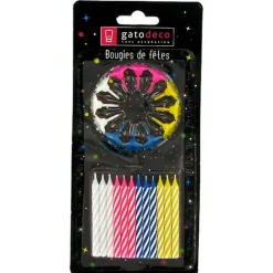 Discount Cerf Dellier Bougies torsadées 6 cm fines assorties (x 12)