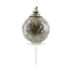Cerf Dellier Boules de Noël argentées paillettes sur pique (x50)