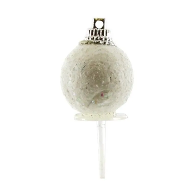 Outlet Cerf Dellier Boules de Noël blanches paillettes sur pique (x50)