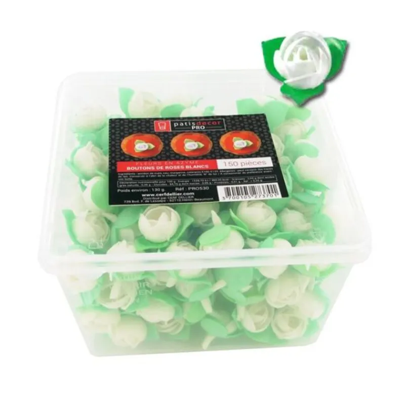 New Cerf Dellier Boutons de roses blancs en azyme (x150)