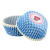 Sale Cerf Dellier Caissettes cupcakes "Vichy bleu, décor rose" (x50)
