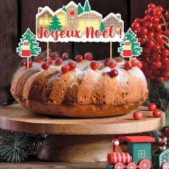 Cerf Dellier Cake topper assortis "Joyeux Noël" thème village de noël