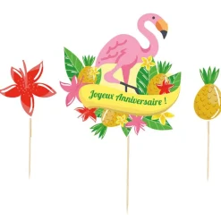 Clearance Cerf Dellier Cake topper assortis "Joyeux anniversaire" thème Tropical