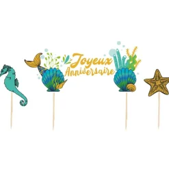 Online Cerf Dellier Cake topper assortis "Joyeux anniversaire" thème Sirène