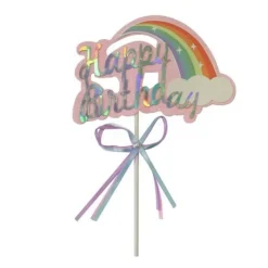 Discount Cerf Dellier Cake topper Happy Birthday arc en ciel
