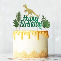 Hot Cerf Dellier Cake toppers "Happy birthday" thème dinosaures