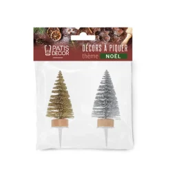 New Cerf Dellier Cake toppers sapins dorés et argentés
