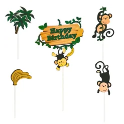 Sale Cerf Dellier Cakes toppers Anniversaire jungle (x5)