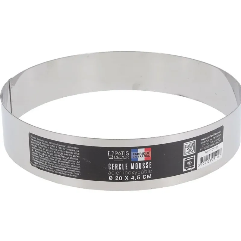 Cerf Dellier Cercle à mousse inox H 4,5 cm Ø 20 cm