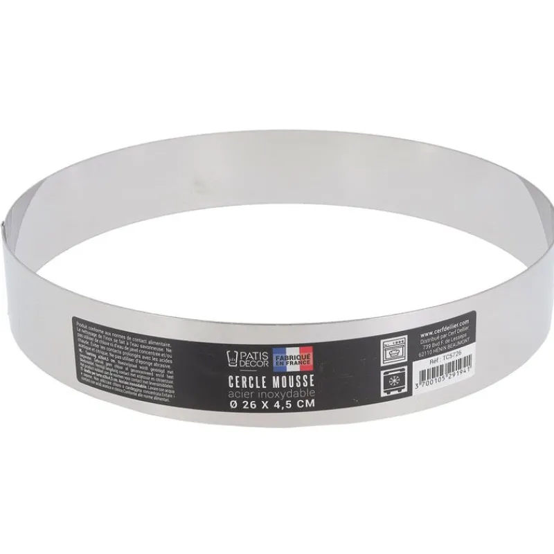 Discount Cerf Dellier Cercle à mousse inox H 4,5 cm Ø 26 cm