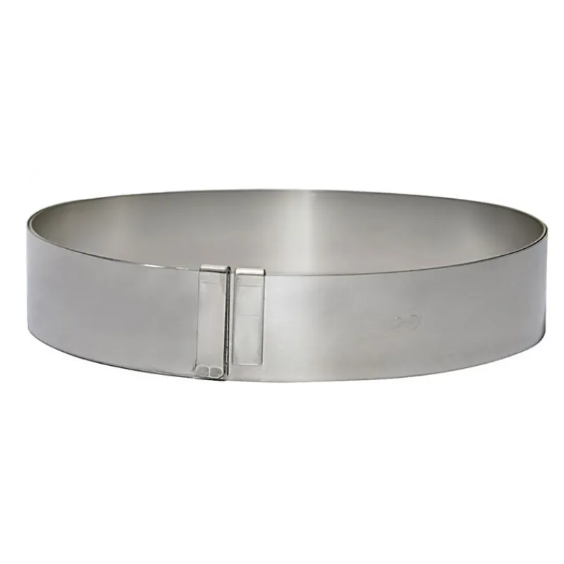 Cerf Dellier Cercle à pâtisserie extensible inox 18 à 36 cm H 3 cm De Buyer