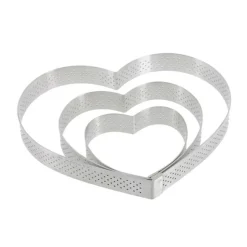 Hot Cerf Dellier Cercle à tarte cœur perforé inox H 2 cm De Buyer