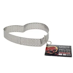 Sale Cerf Dellier Cercle à tarte perforé coeur inox H 2 cm Ø 12 cm