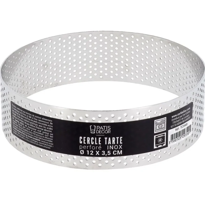 Outlet Cerf Dellier Cercle à tarte perforé inox H 3,5 cm Ø 12 cm