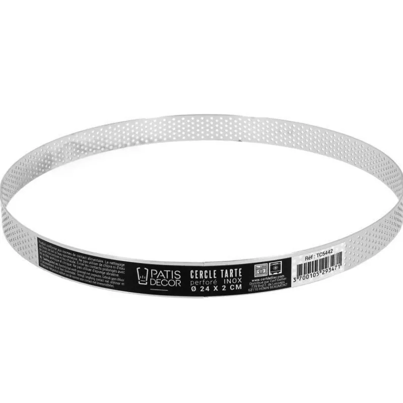 Outlet Cerf Dellier Cercle à tarte perforé inox H 2 cm Ø 24 cm