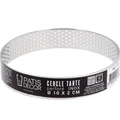 Cerf Dellier Cercle à tarte perforé inox H 2 cm Ø 10 cm