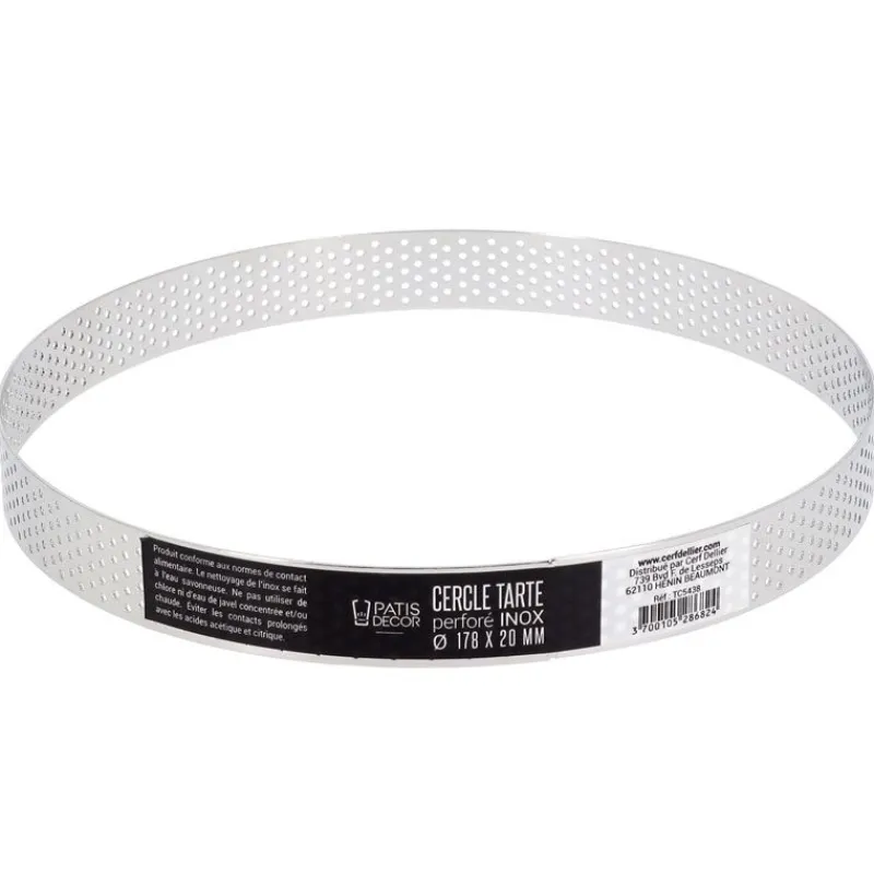 Online Cerf Dellier Cercle à tarte perforé inox H 2 cm Ø 17,8 cm
