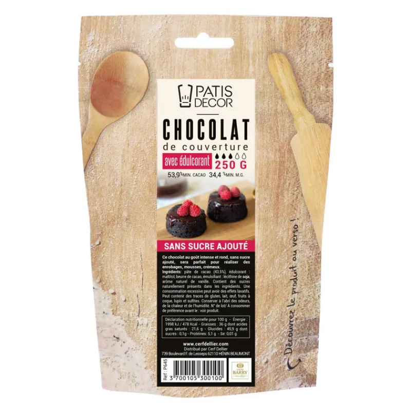 Sale Cerf Dellier Chocolat de couverture sans sucre ajouté 250 g - DDM 02/25