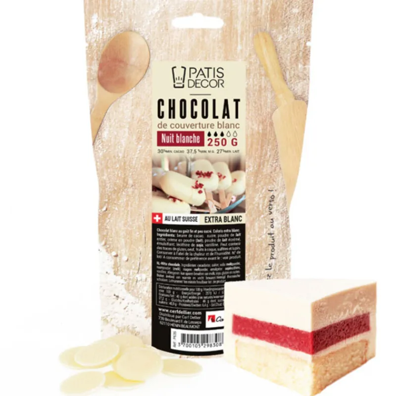 Outlet Cerf Dellier Chocolat de couverture White Nuit Blanche 37 % 250 g