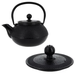 Hot Cerf Dellier Coffret théière + tasses à points en fer noir - 900 ml