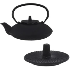 Best Cerf Dellier Coffret théière + tasses à rayures en fer noir - 800 ml