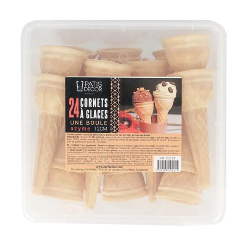 Hot Cerf Dellier Cornets à glace en azyme - 1 boule (x 24)