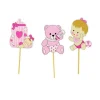 Sale Cerf Dellier Cupcake Toppers Bébé fille en bois (x3)