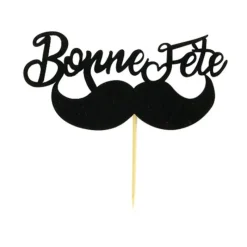 Online Cerf Dellier Cupcake Toppers Moustache "Bonne Fête" (x30)