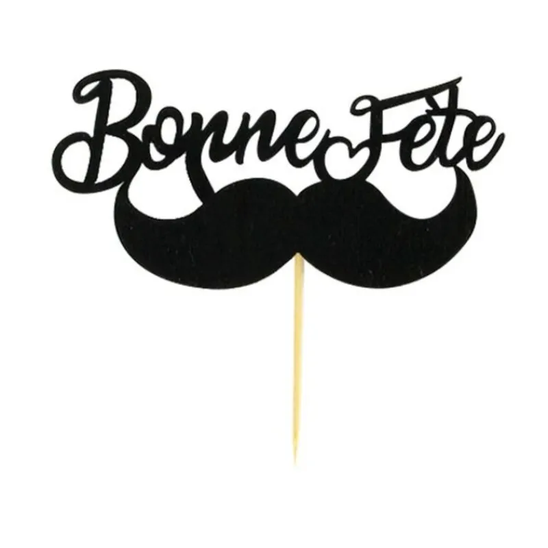 Hot Cerf Dellier Cupcake Toppers Moustache "Bonne Fête" (x 2)