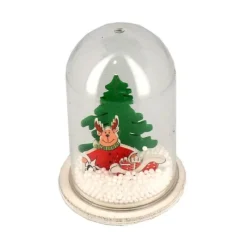 New Cerf Dellier Décor de noël pour bûche "boule à neige renne de noël" à poser