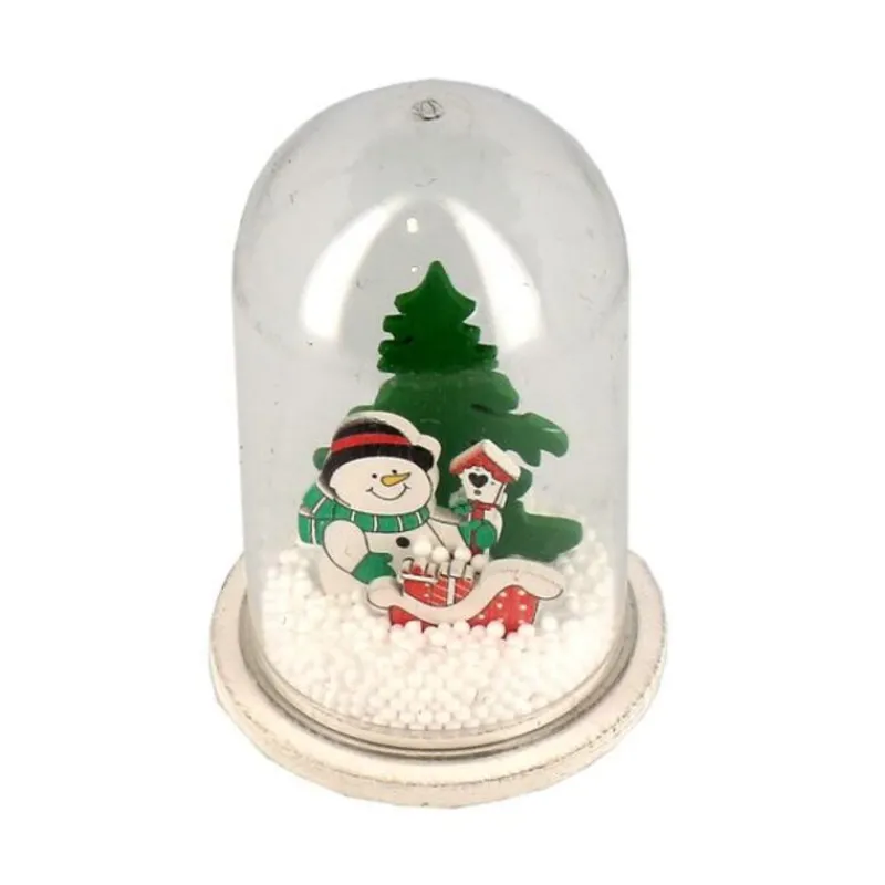 Cerf Dellier Décor de noël pour bûche "boule à neige bonhomme de neige" à poser