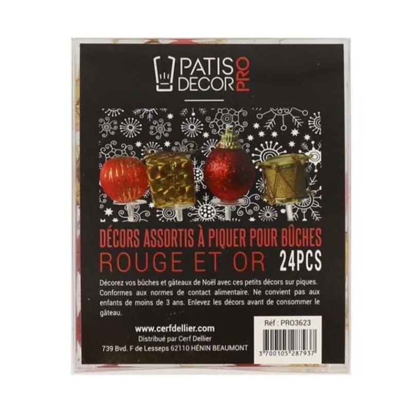 Discount Cerf Dellier Décors assortis rouge argent à piquer sur bûches (x24)