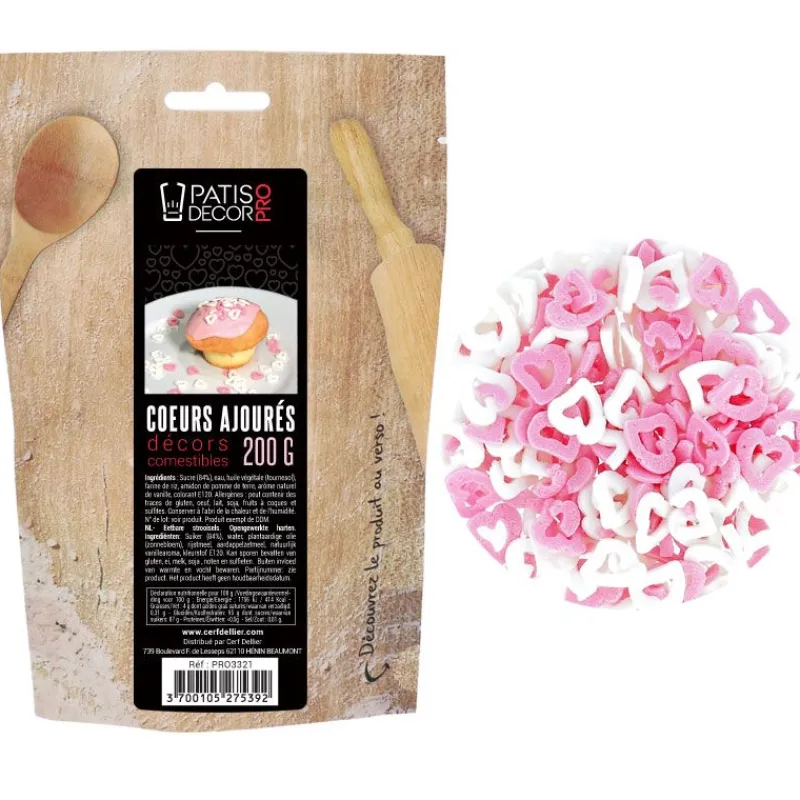 Cerf Dellier Décors comestibles Coeurs ajourés 200 g